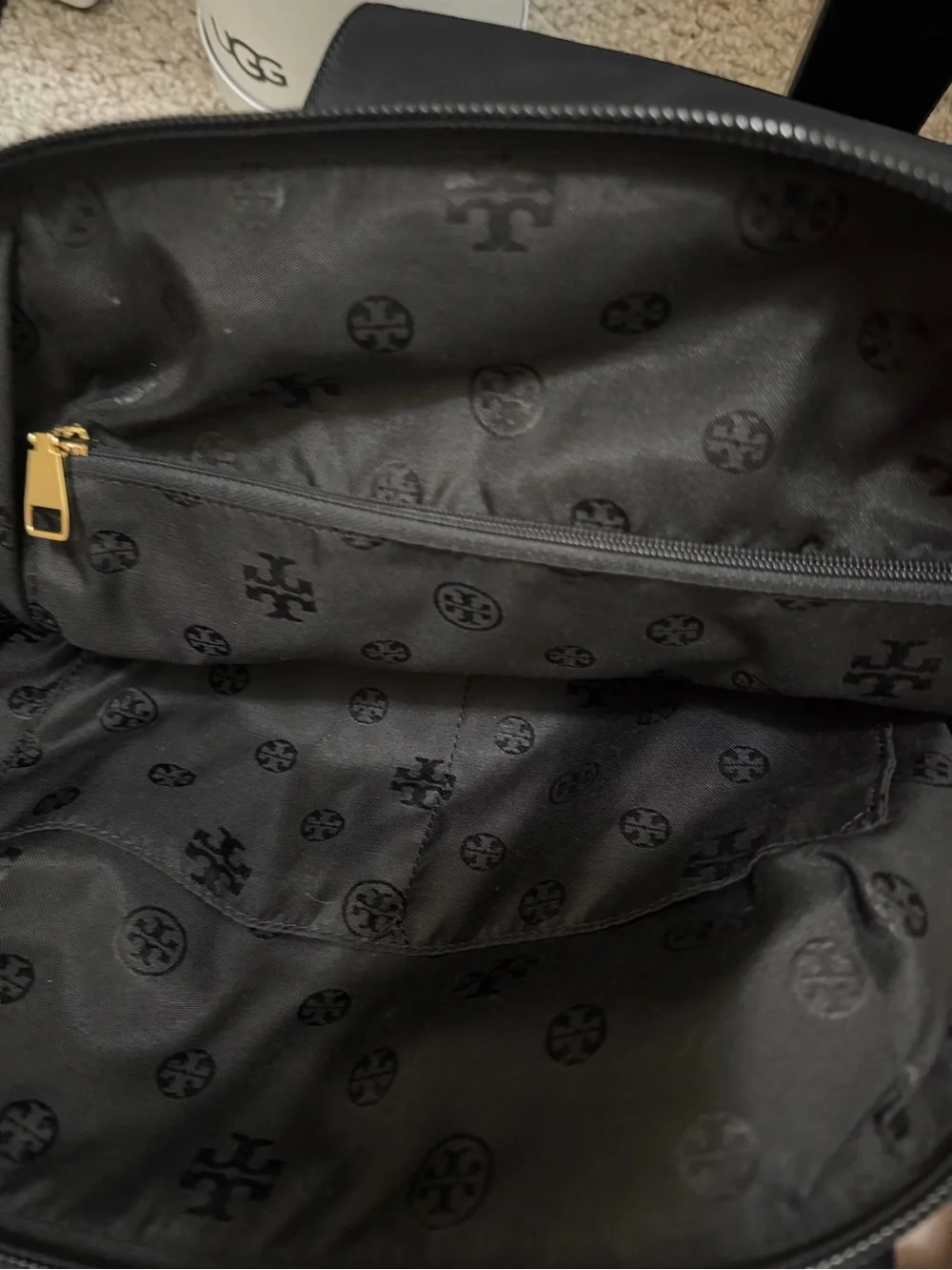 Tory Burch Black Nylon Backpack with Logo Flap